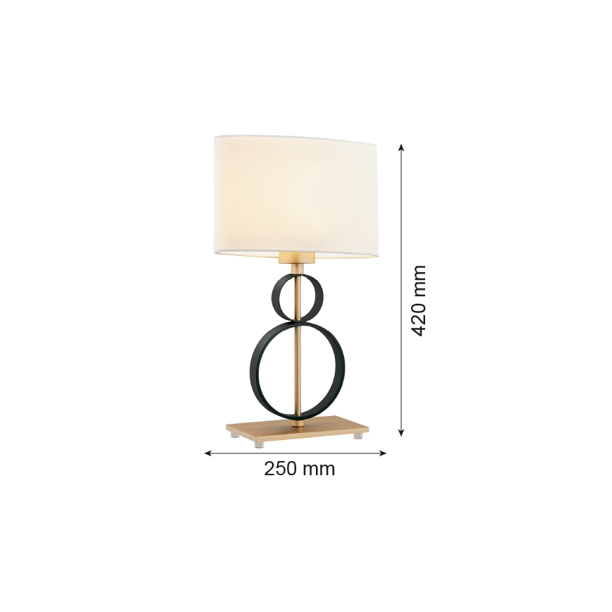 Argon 8373 - Επιτραπέζιο φωτιστικό PERSEO 1xE27/15W/230V 42 εκ. κρεμ/μαύρο