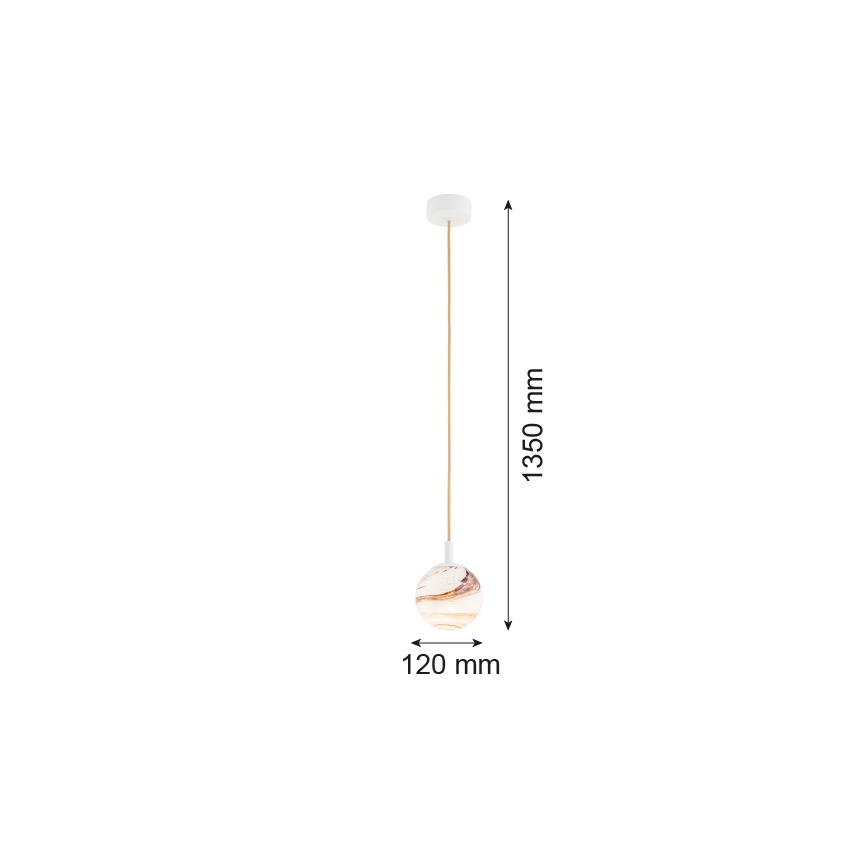 Argon 8451 - Κρεμαστό φωτιστικό οροφής ALMIROS 1xE14/7W/230V διάμετρος 12 cm αλαβάστρο λευκό/χρυσαφί