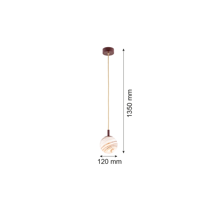 Argon 8452 - Κρεμαστό φωτιστικό οροφής ALMIROS 1xE14/7W/230V διάμετρος 12 cm αλαβάστρο καφέ/χρυσαφί