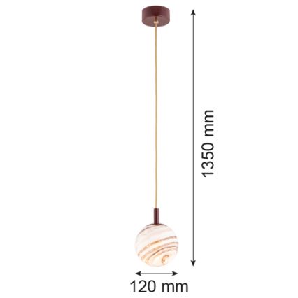Argon 8452 - Κρεμαστό φωτιστικό οροφής ALMIROS 1xE14/7W/230V διάμετρος 12 cm αλαβάστρο καφέ/χρυσαφί