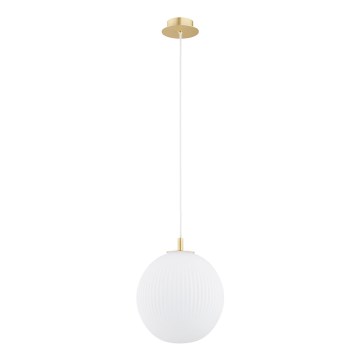 Argon 8507 - Κρεμαστό φωτιστικό οροφής PALOMA 1xE27/15W/230V διάμετρος 25 cm χρυσαφί/λευκό