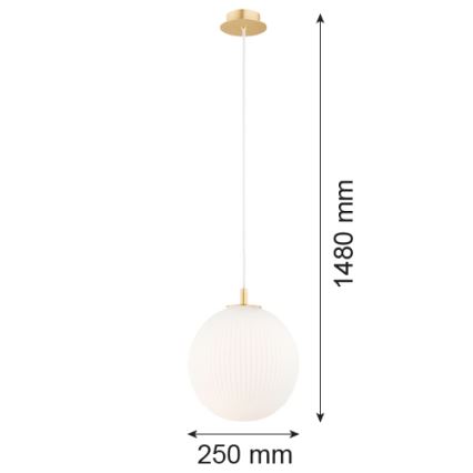 Argon 8507 - Κρεμαστό φωτιστικό οροφής PALOMA 1xE27/15W/230V διάμετρος 25 cm χρυσαφί/λευκό