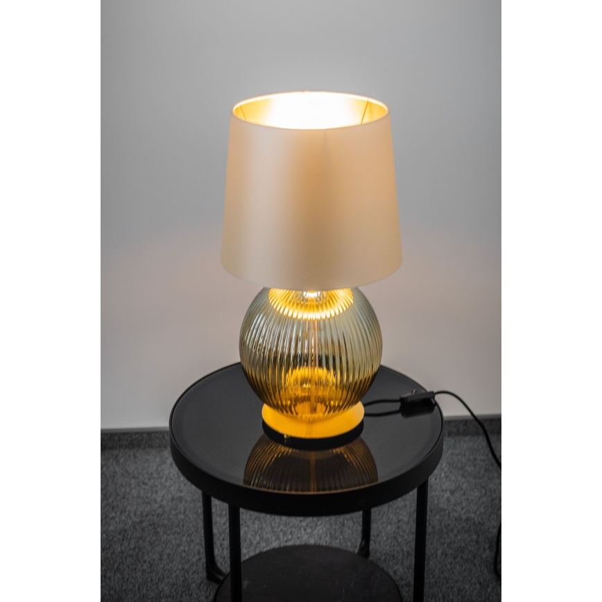 Argon 8530 - Eπιτραπέζια λάμπα HAMILTON 1xE27/15W/230V 54 cm κρεμ/γκρι