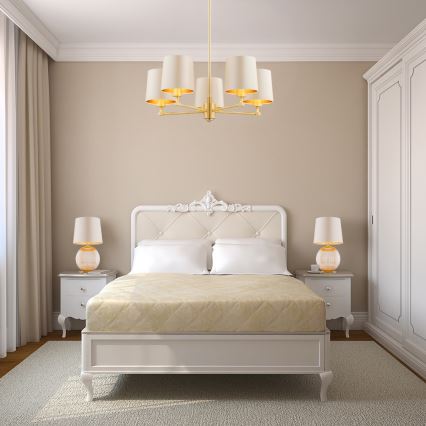 Argon 8535 - Eπιτραπέζια λάμπα HAMILTON 1xE27/15W/230V 54 cm κρεμ/μπεζ