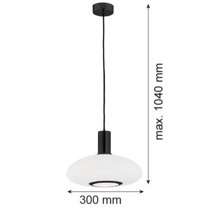 Argon 8565 -  Κρεμαστό φωτιστικό οροφής SAGUNTO PLUS 1xE27/15W/230V διάμετρος 30 cm μαύρο