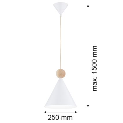 Argon 8629 - Κρεμαστό φωτιστικό οροφής KEGEL 1xE27/15W/230V λευκό