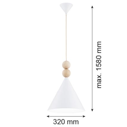 Argon 8632 - Κρεμαστό φωτιστικό οροφής KEGEL 1xE27/15W/230V λευκό