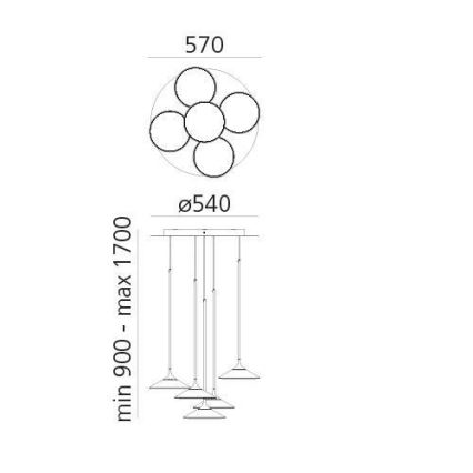 Artemide 0355030A - Led Dimmable κρεμαστό φωτιστικό οροφής ORSA CLUSTER LED/37W/230V 3000K