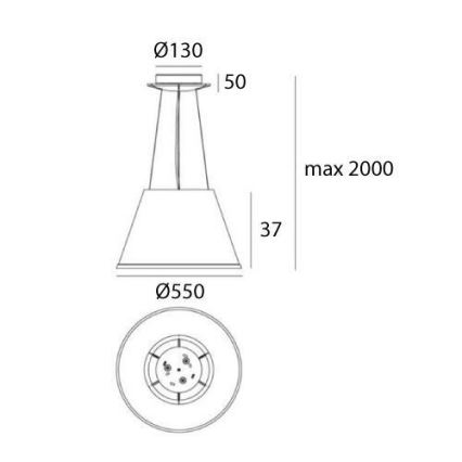 Artemide 1124110A - Κρεμαστό φωτιστικό οροφής CHOOSE MEGA 3xE27/12W/230V διάμετρος 55 cm λευκό