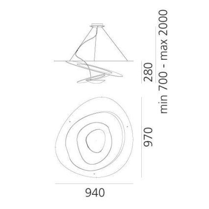 Artemide 1254110A - Led Dimmable κρεμαστό φωτιστικό οροφής PIRCE LED/44W/230V 3000K λευκό