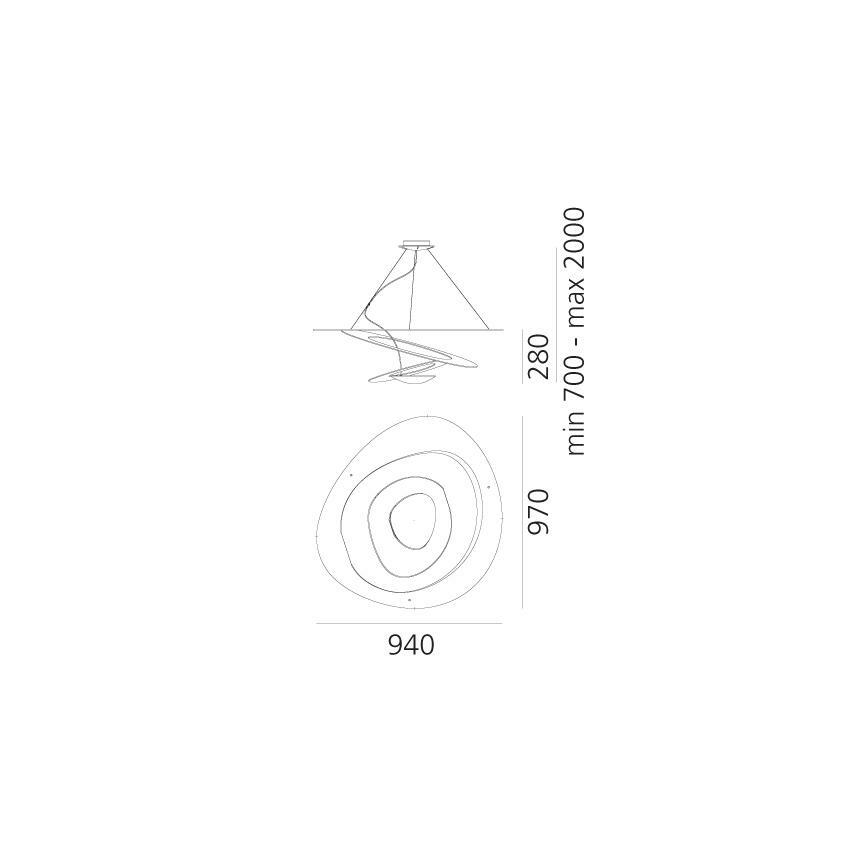 Artemide 1254120A - Led Dimmable κρεμαστό φωτιστικό οροφής PIRCE LED/44W/230V 3000K χρυσό