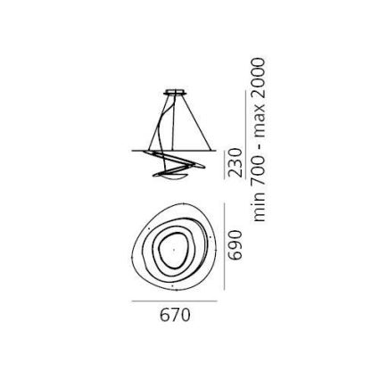 Artemide 1256110A - Led Dimmable κρεμαστό φωτιστικό οροφής PIRCE LED/44W/230V 3000K λευκό