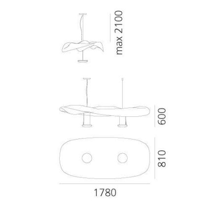 Artemide 1513010A - Κρεμαστό φωτιστικό οροφής COSMIC ΑΓΓΕΛΟΣ 2xR7s/11W/230V γυαλιστερό χρώμιο