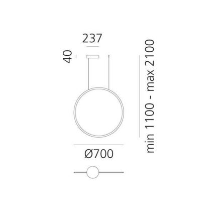 Artemide 1992010APP - Led Dimmable κρεμαστό φωτιστικό οροφής DISCOVERY LED/40W/230V 3000K ανθρακί