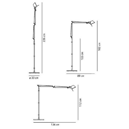 Artemide AR 0947010A+AR A012820 KOMPLET - Επιδαπέδια λάμπα TOLOMEO BASCULANTE 1xE27/100W/230V