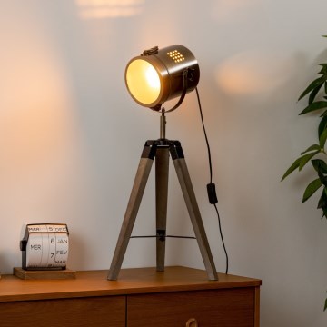 Atmosphera - Eπιτραπέζιο φωτιστικό EBOR 1xE14/25W/230V πεύκο/ορείχαλκος