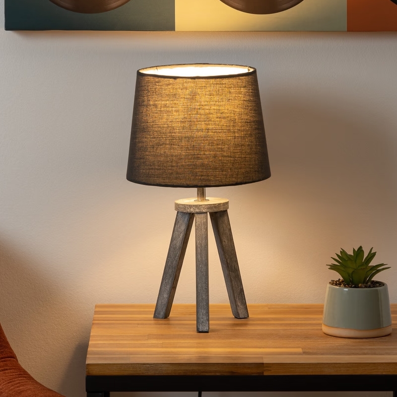 Atmosphera - Eπιτραπέζιο φωτιστικό MINI 1xE14/25W/230V πεύκο/γκρι