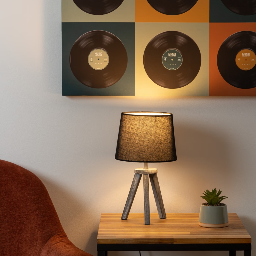 Atmosphera - Eπιτραπέζιο φωτιστικό MINI 1xE14/25W/230V πεύκο/μαύρο