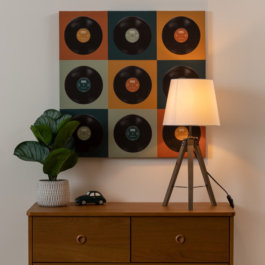 Atmosphera - Eπιτραπέζιο φωτιστικό RUNO 1xE27/25W/230V ξύλο/λευκό