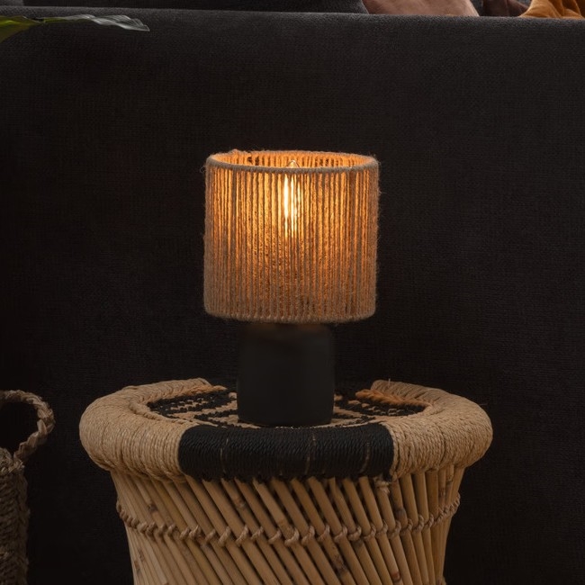Atmosphera - Eπιτραπέζιο φωτιστικό KOBY 1xE14/40W/230V hemp/μαύρο
