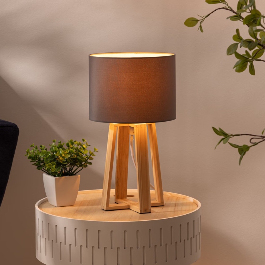 Atmosphera - Eπιτραπέζιο φωτιστικό MOLU 1xE27/25W/230V πεύκο/γκρι