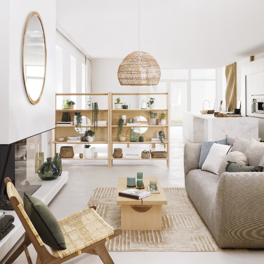 Atmosphera - Καθρέφτης τοίχου ANGELO διάμετρος 110 cm πεύκο