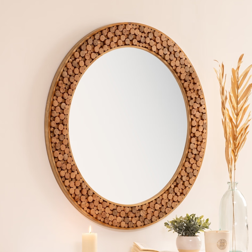 Atmosphera - Καθρέφτης τοίχου ANOKI διάμετρος 99 cm ευκάλυπτος