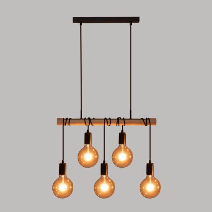 Atmosphera - Κρεμαστό φωτιστικό οροφής JAKE 5xE27/40W/230V πεύκο