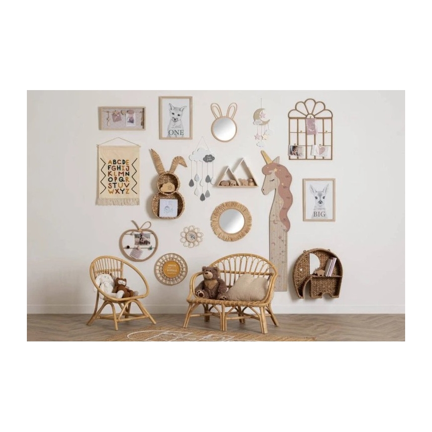 Atmosphera - Παιδικός επιτοίχιος καθρέφτης LION, διάμ. 38 εκ., ρατάν/ραφία