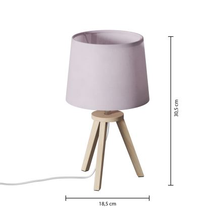 Atmosphera - Επιτραπέζιο φωτιστικό TRIPOD 1xE14/40W/230V πεύκο/ροζ