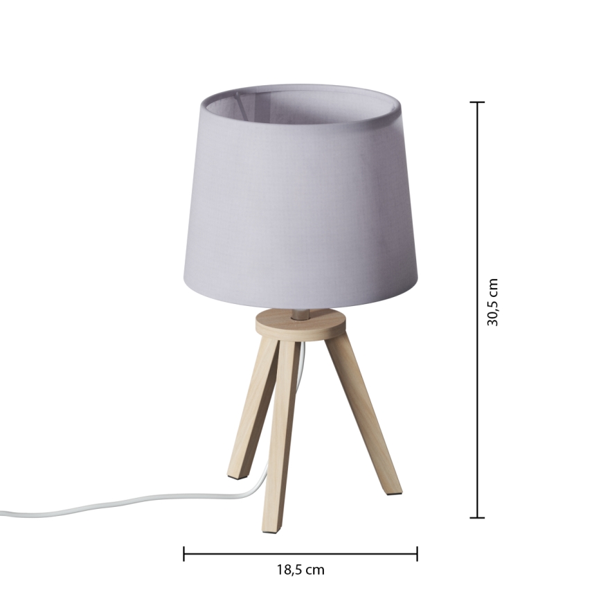 Atmosphera - Επιτραπέζιο φωτιστικό TRIPOD 1xE14/40W/230V πεύκο/γκρί