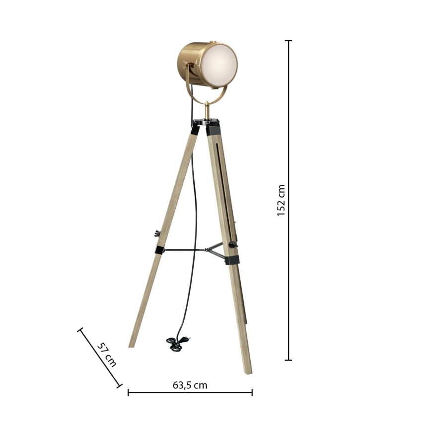 Atmosphera - Επιδαπέδιο φωτιστικό EBOR 1xE27/25W/230V πεύκο/ορείχαλκος
