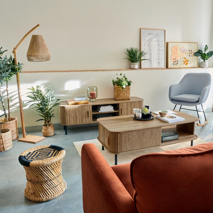 Atmosphera - Επιδαπέδιο φωτιστικό PALM 1xE27/60W/230V μπαμπού/κάνναβη