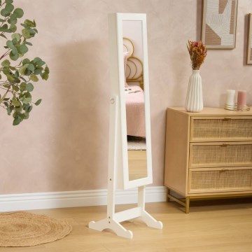 Atmosphera - Επιδαπέδιος καθρέφτης με κοσμηματοθήκη KRISTIN 146,8x37 cm λευκός