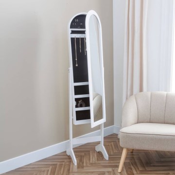 Atmosphera - Επιδαπέδιος καθρέφτης με θήκη για κοσμήματα LEXY 158x38 cm λευκός