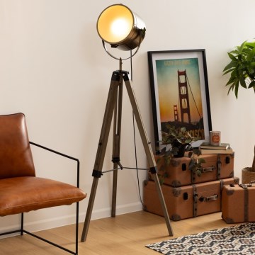 Atmosphera - Επιδαπέδιο φωτιστικό EBOR 1xE27/25W/230V πεύκο/ορείχαλκος