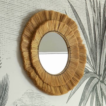 Atmosphera - Καθρέφτης τοίχου ALBA διάμετρος 57 cm ίνες raffia