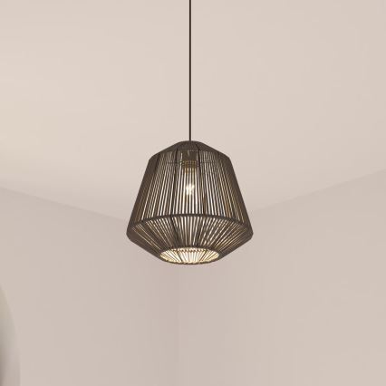 Atmosphera - Κρεμαστό φωτιστικό οροφής JILY 1xE27/40W/230V γιούτα μαύρο