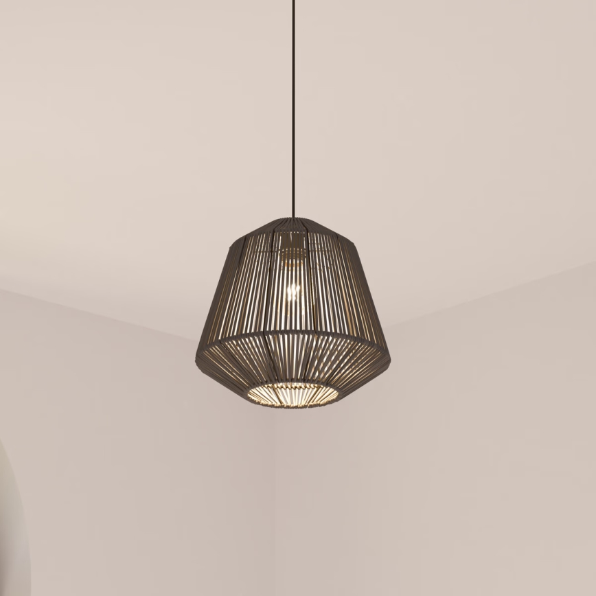 Atmosphera - Κρεμαστό φωτιστικό οροφής JILY 1xE27/40W/230V γιούτα μαύρο