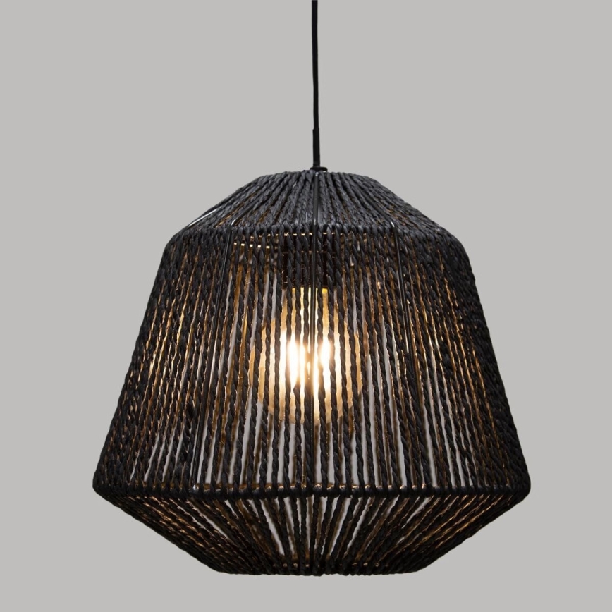 Atmosphera - Κρεμαστό φωτιστικό οροφής JILY 1xE27/40W/230V γιούτα μαύρο