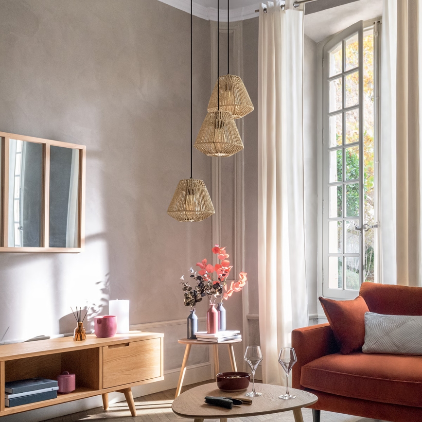 Atmosphera - Κρεμαστό φωτιστικό οροφής JILY 3xE27/40W/230V γιούτα