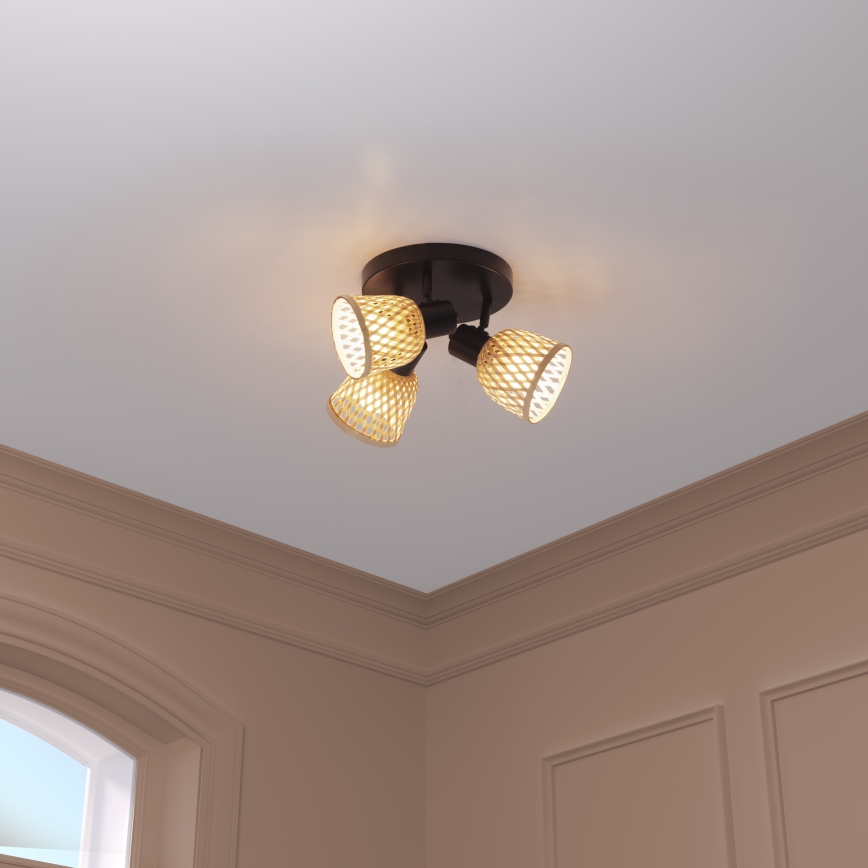 Atmosphera - Σποτ φωτιστικό LIO 3xE27/25W/230V μπαμπού
