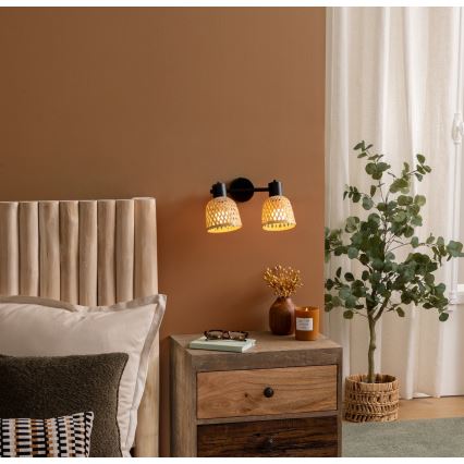 Atmosphera - Φωτιστικό τοίχου LIO 2xE27/25W/230V από μπαμπού
