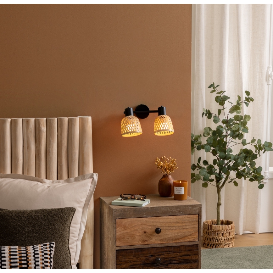 Atmosphera - Φωτιστικό τοίχου LIO 2xE27/25W/230V από μπαμπού