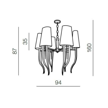 Azzardo AZ1389 - Πολύφωτο κρεμαστό με αλυσίδα DIABLO 12xE14/11W/230V λευκό