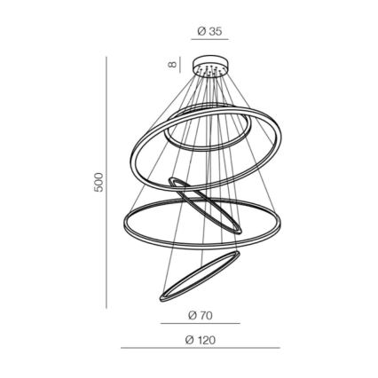 Azzardo AZ3137 - LED Dimmable πολύφωτο κρεμαστό με σύρμα WHEEL LED/190W/230V μαύρο