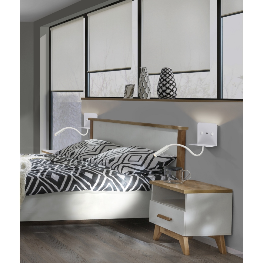 Azzardo AZ4417 - Απλίκα τοίχου LED με ράφι VERA 1xLED/5W/230V + 1xLED/6W λευκό