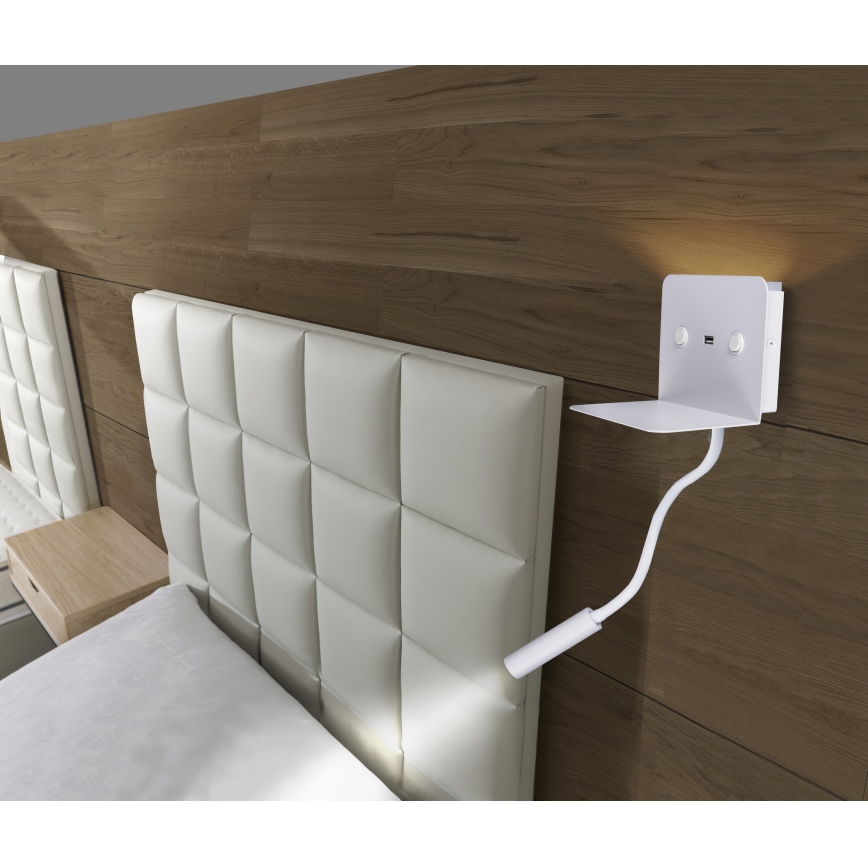 Azzardo AZ4417 - Απλίκα τοίχου LED με ράφι VERA 1xLED/5W/230V + 1xLED/6W λευκό