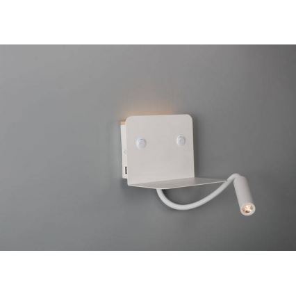 Azzardo AZ4417 - Απλίκα τοίχου LED με ράφι VERA 1xLED/5W/230V + 1xLED/6W λευκό