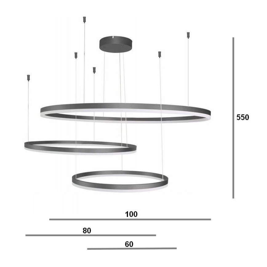 Azzardo AZ4707 - Κρεμαστό πολύφωτο LED HALO LED/130W/230V μαύρο